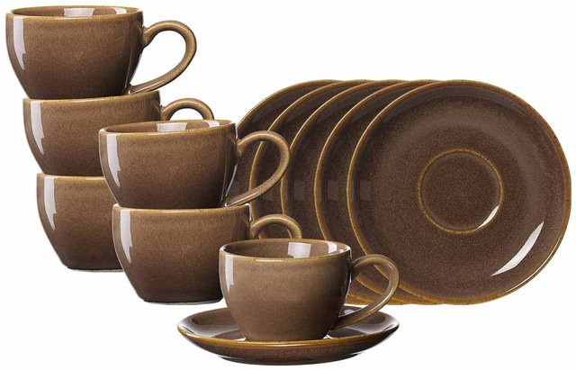 Ritzenhoff & Breker Espressotassen mit Untertassen Sahara in Braun, 6er Set, 100 ml - Bild 1