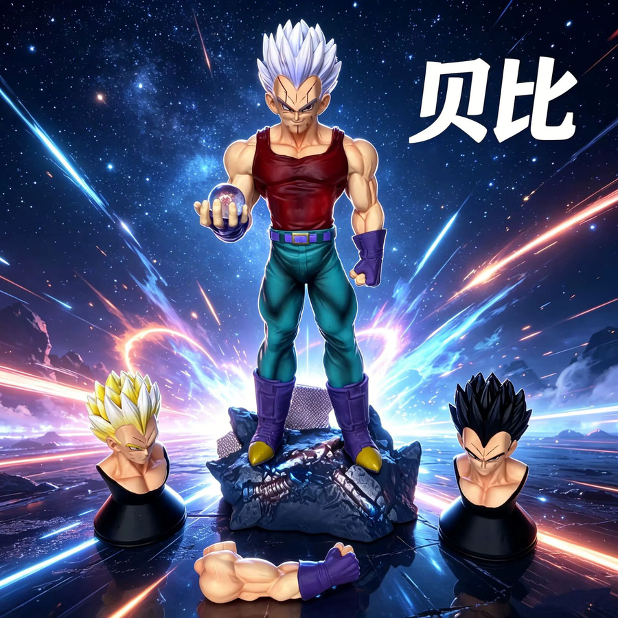 Bandai Dragon Ball Baby Vegeta Super Saiyan Energiekugel, Mini-Figur, mit drei austauschbaren Köpfen - Bild 2