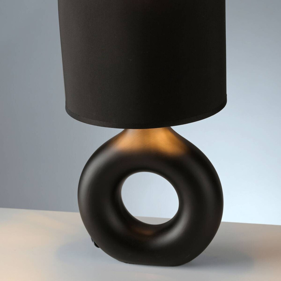 Just Light Tischleuchte Carara in Schwarz mit Keramik und Stoff, H: 30 cm, B: 16 cm, T: 16 cm - Bild 4