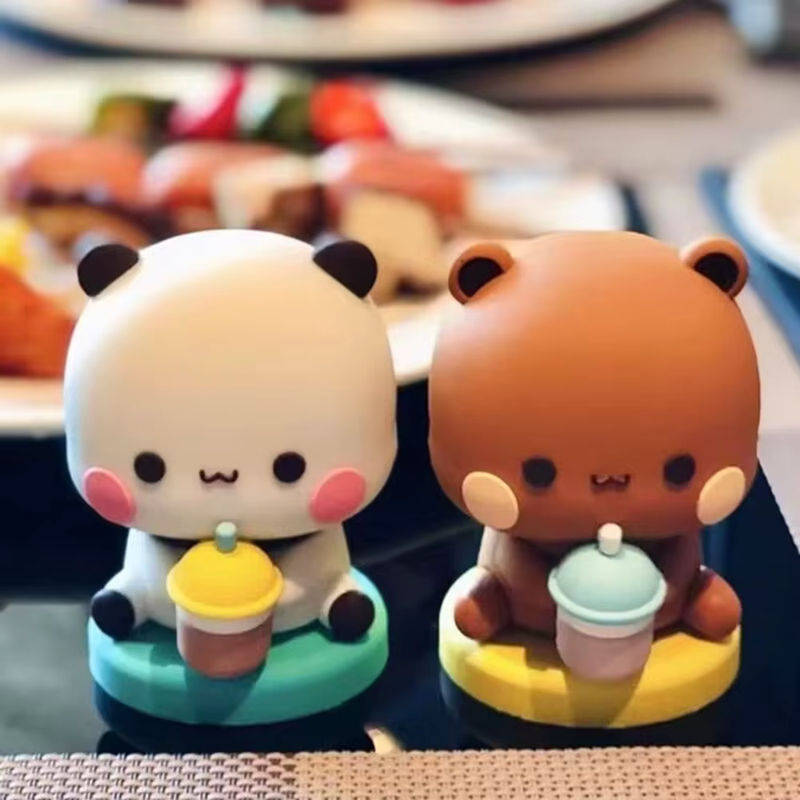 Niedliche Panda Bär Figur Bubu Dudu Kawaii Cartoon Miniatur als Dekoration - Bild 2