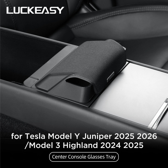 LUCKEASY Aufbewahrungsbox für Tesla Model Y Juniper und Modell 3 2025 2026, Organizer für die Mittelkonsole und Armlehne, Schwarz - Bild 1