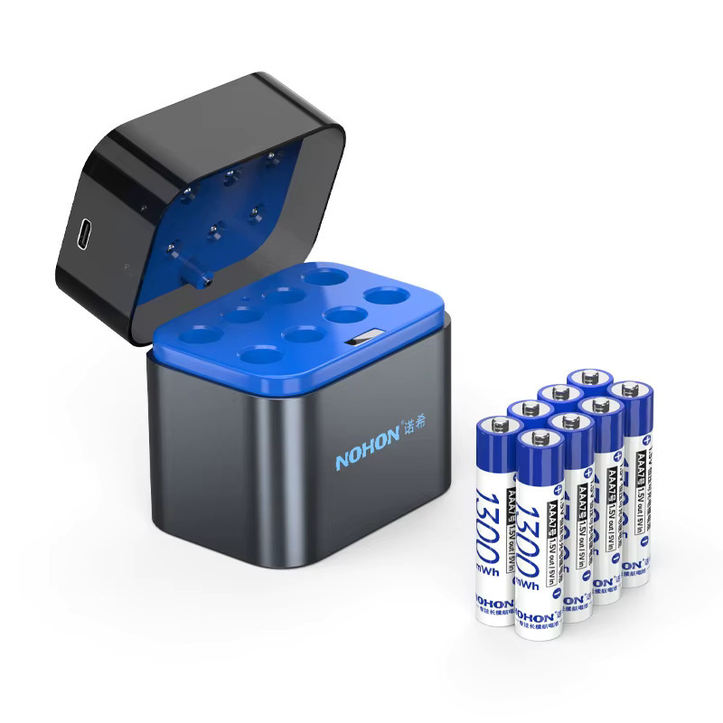 NOHON Wiederaufladbare Li-Batterien Set mit Ladegerät: 1,5 V AA 3600 mWh und AAA 1300 mWh für Spielzeug, Konsolen und Kameras - Bild 3