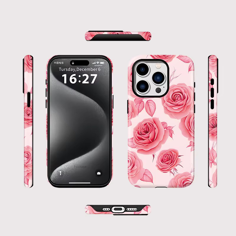 Fcicicase Magnetische Handyhülle mit Blumenmuster für iPhone 14 16 17 15 13 12 11 Pro Max Plus in Pink mit Magsafe Kompatibilität - Bild 2