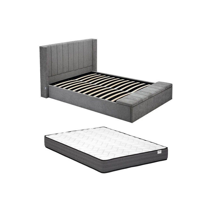 Vente-unique Bett Douino mit Bettkasten und Polsterung in Grau, B/T/H: 160 x 200 cm - Bild 2