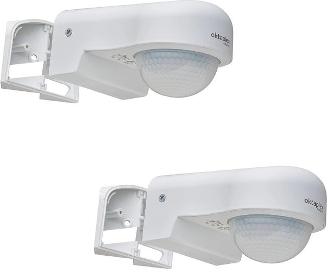 Oktaplex Don Bewegungsmelder 2er Set Außen IP65 230V Weiß mit 240° Sensorbereich - Bild 1