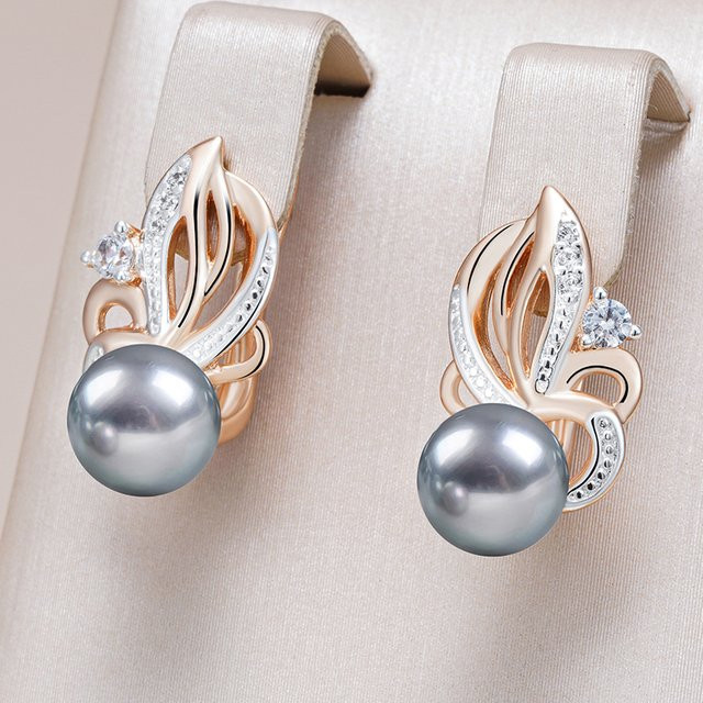Kinel Tropfenohrringe, 585 Gold, Roségold, Zirkonia, Perle, Damen - Bild 1