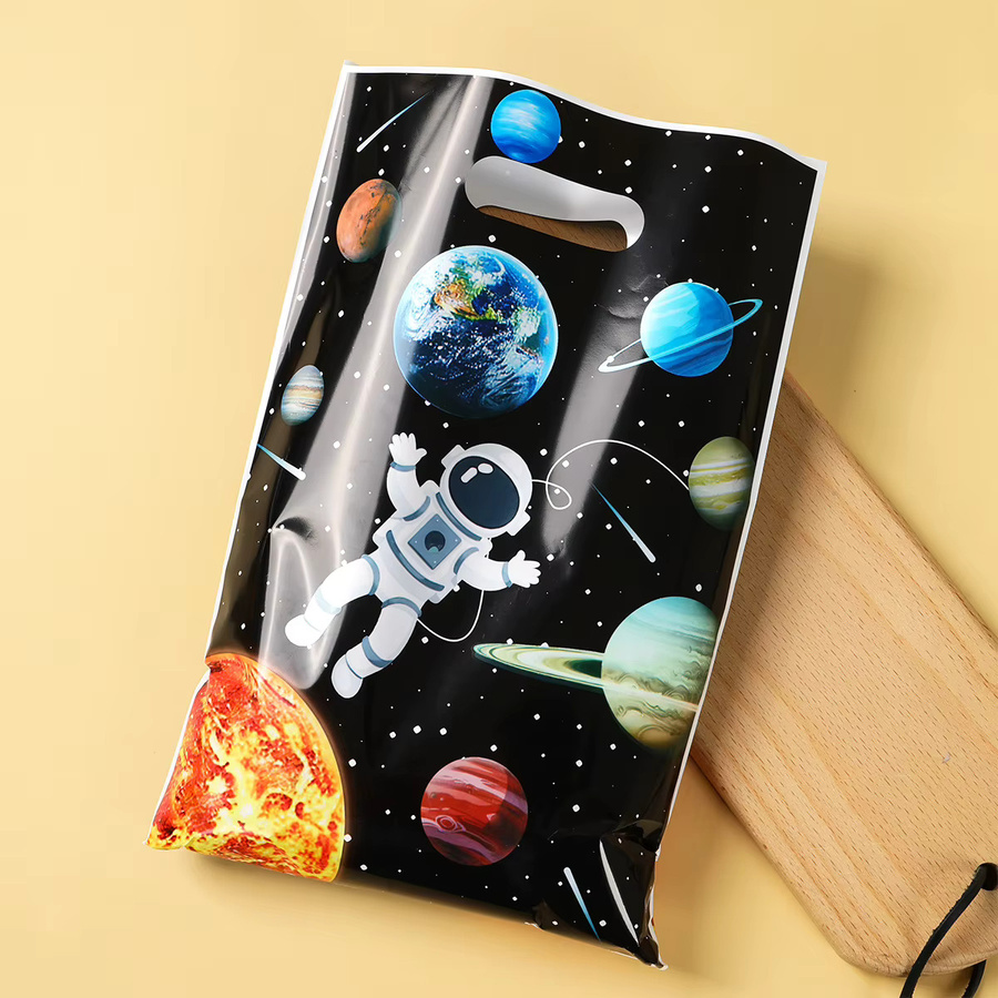 Wayfun Cartoon Weltraum Astronaut Party Geschenkverpackungstaschen für Kinder, Mehrfarbig, Kunststoff - Bild 4