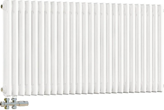 Duschparadies Traditioneller Heizkörper für Warmwasserbetrieb Weiß B: 60 cm, H: 119 cm, 1828W 3-Säulen - Bild 1