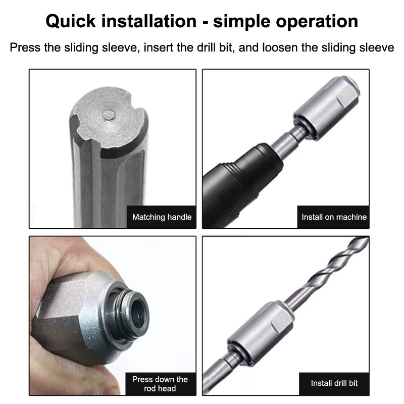 HUXUAN SDS-Plus auf SDS-Max-Adapter für Bohrhammer aus Kohlenstoffstahl in Silber - Bild 3