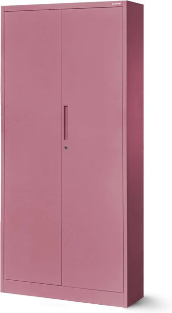 Jan Nowak Aktenschrank aus Metall in Rosa mit 3-Punkt-Verriegelung und verstellbaren Regalböden, H x B x T: 195 x 90 x 40 cm - Bild 1