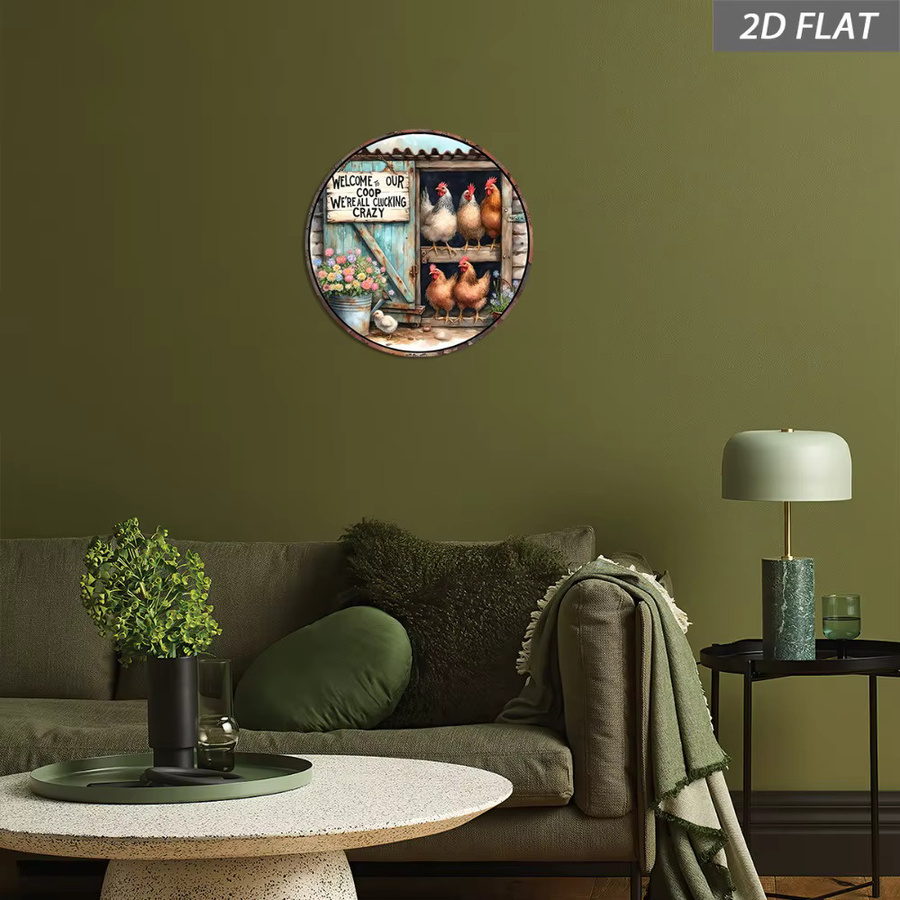 CIFBUY Metallschild Vintage Bauernhaus Hühnerstall Wanddekoration mit Vögeln, quadratisch, Mehrfarbig, B/H: 20 x 20 cm - Bild 5