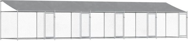 vidaXL Hundezwinger aus verzinktem Metall mit Dach und Türen Grau B: 10 m, T: 2 m, H: 2 m - Bild 1