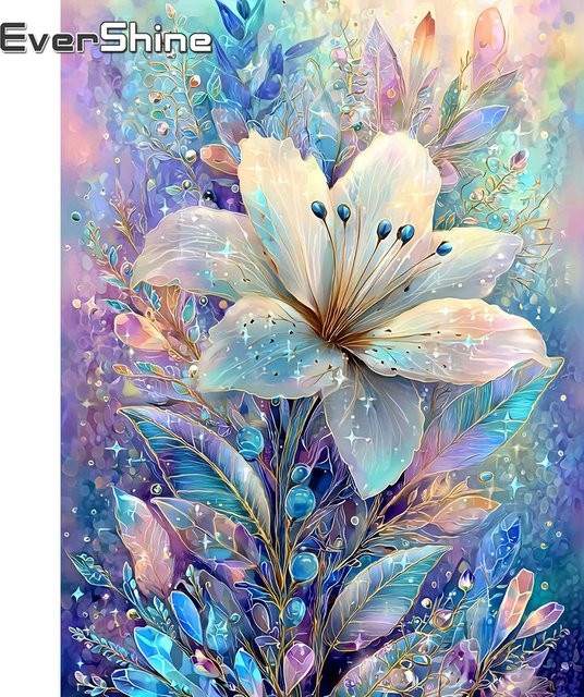EverShine Diamant-Mosaik DIY Stickerei Lilie Blumen-Strass-Bild in Mehrfarbig, B/H: 30 x 30 cm - Bild 1