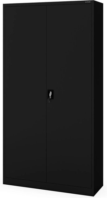 Jan Nowak Metall-Büroschrank JAN II in Schwarz mit verstellbaren Regalböden und Schloss, H x B x T: 220 x 115 x 40 cm - Bild 1