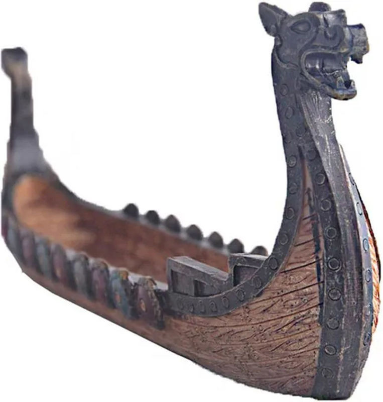 CosyHome Wikingerschiff Räucherstäbchenhalter aus Kunstharz in Braun und Mehrfarbig im Vintage-Design - Bild 1