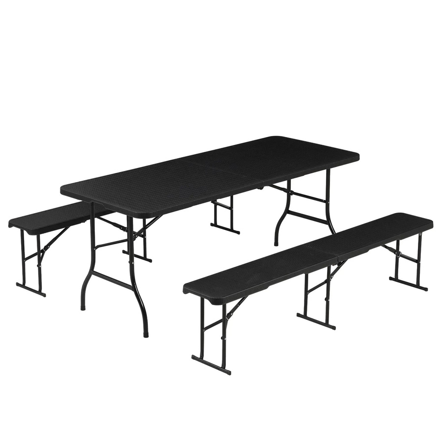 Albatros Bierzeltgarnitur Rattan-Optik aus Polyethylen und Stahl, Set bestehend aus 1 Tisch und 2 Bänken für bis zu 10 Personen - Bild 2