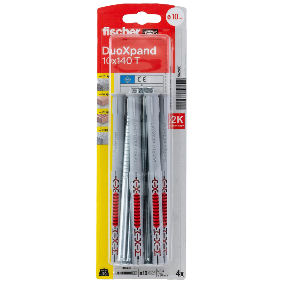 Fischer Langschaftdübel DuoXpand T Senkkopfschraube Grau, Durchmesser: 10 mm, Länge: 140 mm, 4 Stück - Bild 2