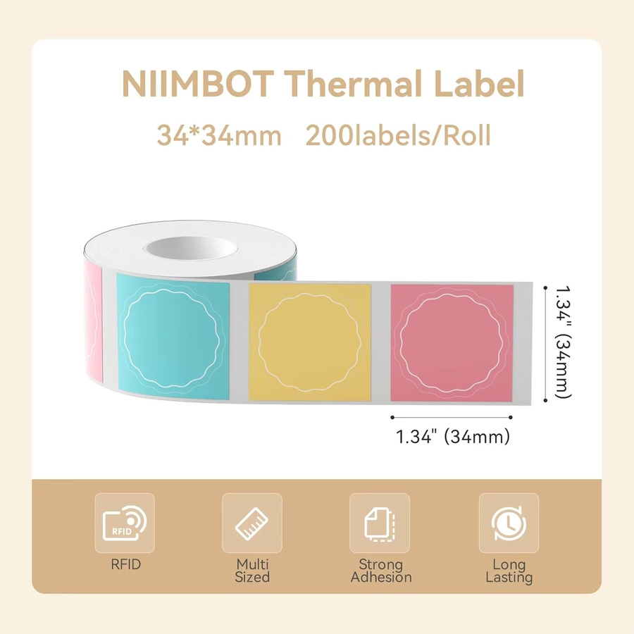 Niimbot Selbstklebendes Papier für B21 B3S B1 B203 in Weiß und Transparent als wasserfeste Geschenketiketten mit Weihnachtsmuster - Bild 1