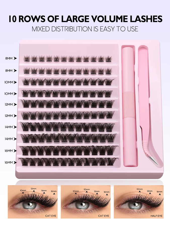 GROINNEYA Wimperncluster-Set, Einzelwimpern, 10–18 mm - Bild 4