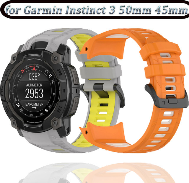 Uhrenarmband Silikon, Zweifarbig, Garmin Instinct 3, 45 mm, 50 mm, Unisex - Bild 1