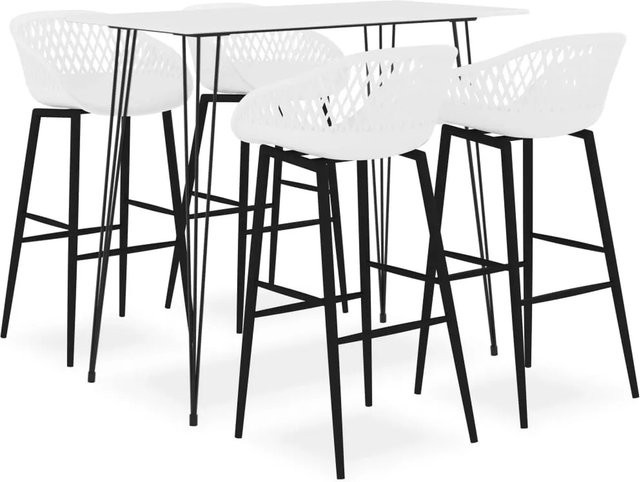 vidaXL 5-tlg. Bar-Set Weiß Modern mit Tisch und Stühlen - Bild 1