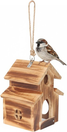 Relaxdays Vogelhaus aus Kiefernholz in Braun zum Aufhängen, B/T/H: 21 x 16,5 x 14,5 cm