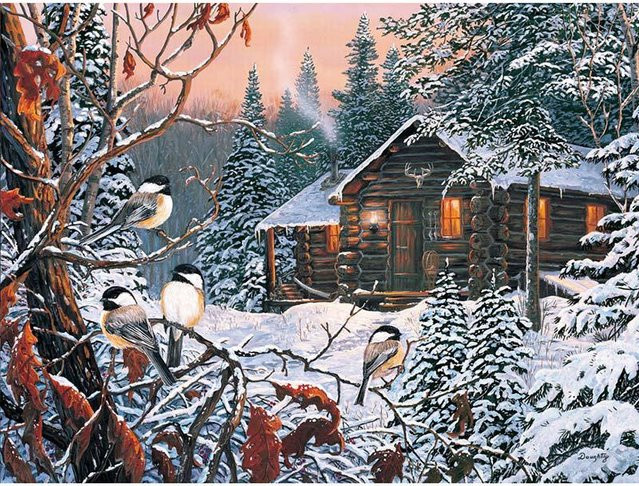 FIYO 5D Diamantstickerei Set Kleine Spatzen im Schnee, Motiv Winterlandschaft, Farbe: Grau/Mehrfarbig, B x H: 30 x 20 cm - Bild 1