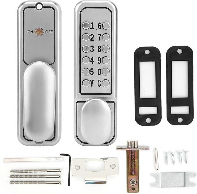 GoolRC Mechanisches Digitales Türschloss Set aus Zink-Legierung, Wasserdichtes Keyless Sicherheitsschloss für Home Office und Holztüren, Farbe: Grau/Silber - Bild 1