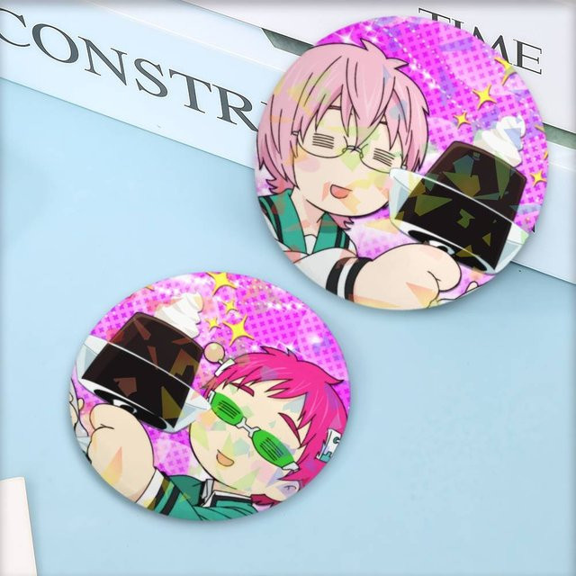 Anstecknadeln The Disastrous Life of Saiki K Anime, Runde Abzeichen - Bild 1