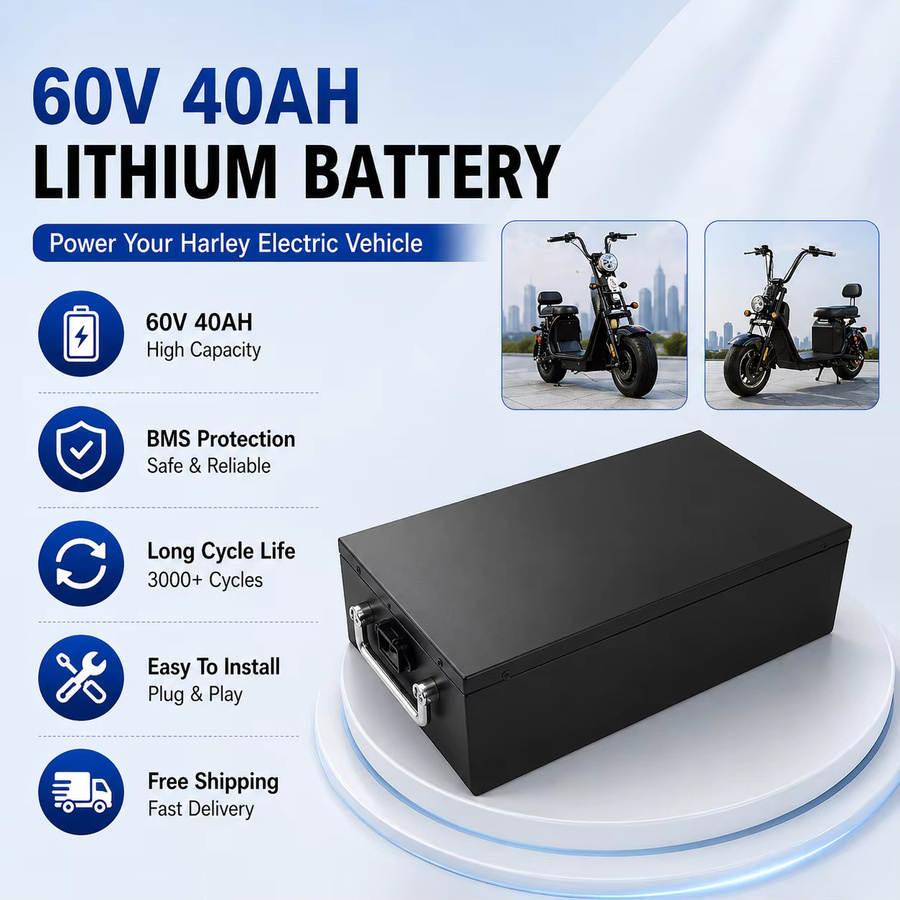 Lithium-Ionen-Akku für Harley E-Motorrad, 60V, Schwarz, mit integriertem BMS und 18650 Zellen - Bild 6