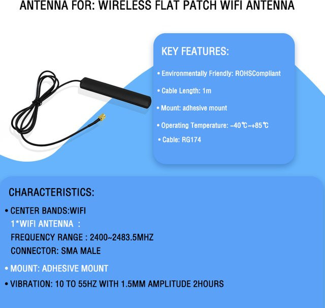 ANDPROG Kabellose flache Patch-WLAN-Antenne 2,4 GHz in Schwarz - Bild 1