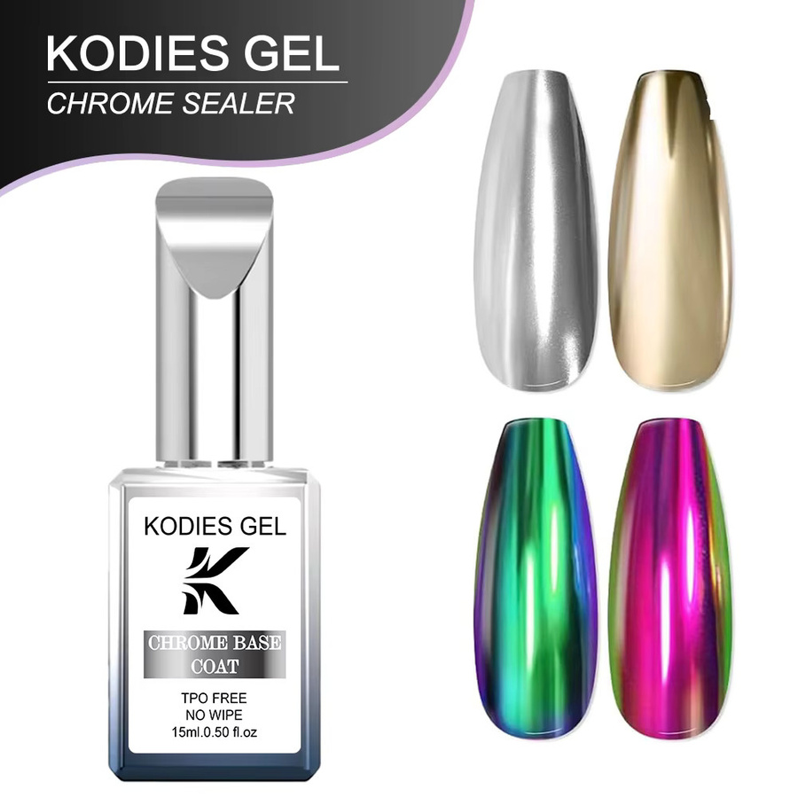 KODIES Chrom-Basislack, Semi-Permanenter UV-Basis-Gel-Nagellack, Transparent - Bild 3