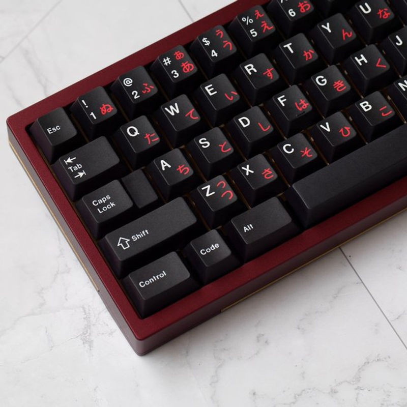 Jkdk Studio WOB Keycap Set aus PBT in Rot und Schwarz mit kyrillischen Schriftzeichen für mechanische Tastaturen mit MX-Schaltern (Profil: Cherry) - Bild 1