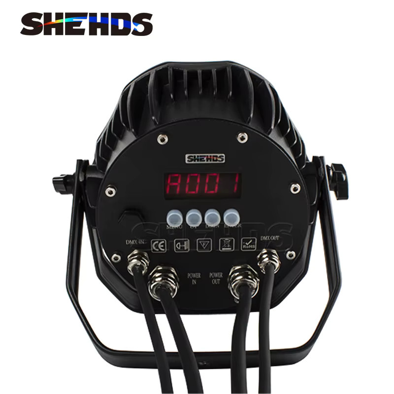SHEHDS Professioneller LED Effektstrahler IP65 RGBWA + UV 6in1 DMX Outdoor Floodlight Schwarz - Bild 3