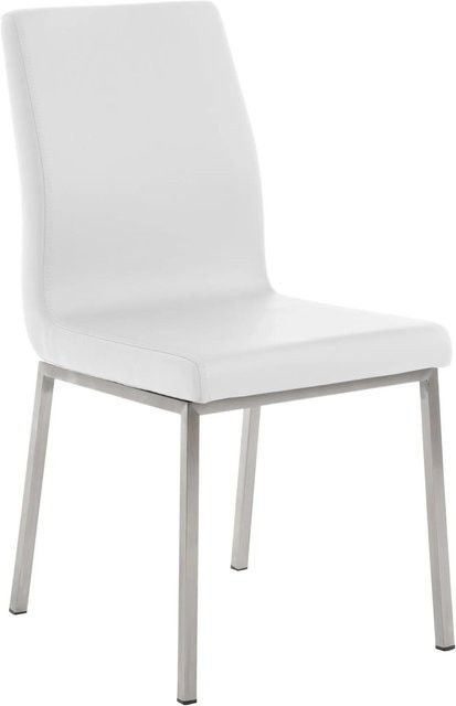 DELUKE Esszimmerstuhl TUTOR in Weiß aus Kunstleder mit Edelstahlgestell, B/T/H: 40 x 50 x 88 cm - Bild 1
