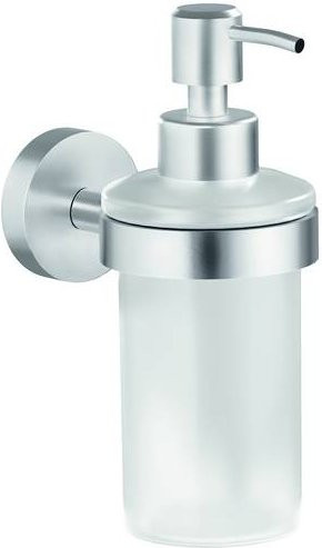 Tesa MOON Seifenspender mit Pumpe aus Glas und Edelstahl, Chrom glänzend und Weiß satiniert, 200 ml - Bild 1