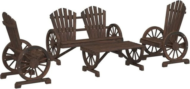 vidaXL 4-tlg Garten-Lounge-Set aus Massivholz in Braun mit Sesseln und Couchtisch - Bild 1