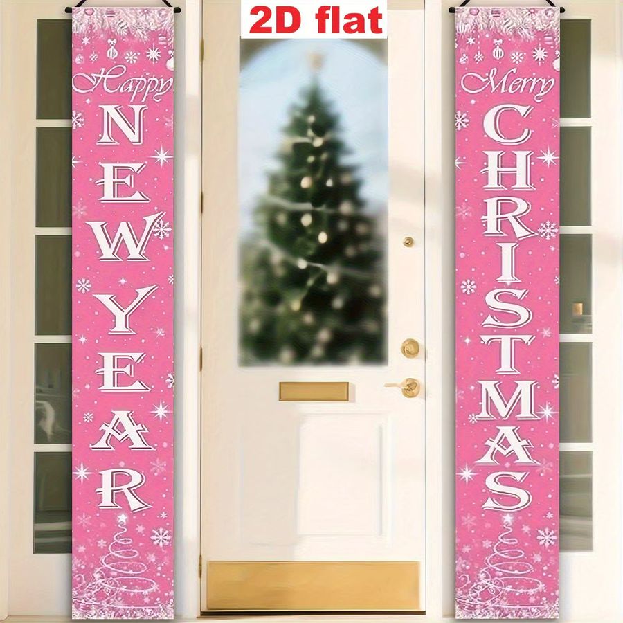 VIKAMA Doppelthema 2D Flachbanner Couplet für Neujahr und Weihnachten, Rosa, B/H: 30 x 30 cm - Bild 1