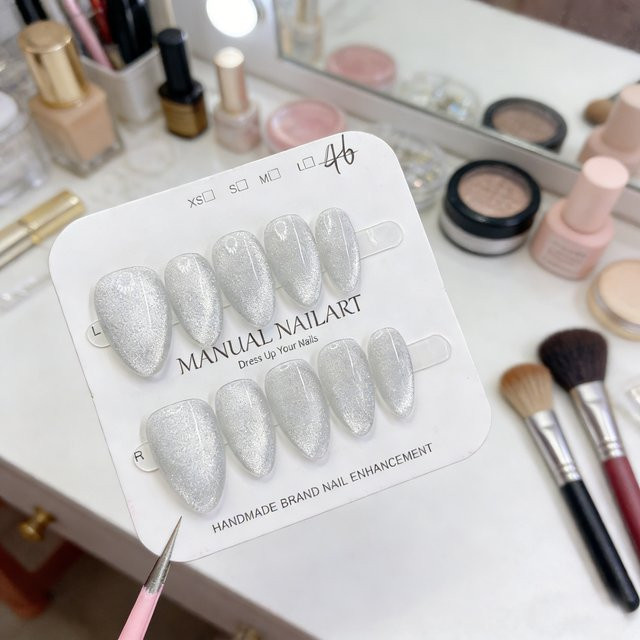Stylebon Kunstnägel, Silberne Glasperlen, Glänzend, 10 Stück, Damen - Bild 1