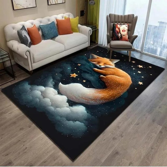 Lodestar Cartoon Fuchs 3D-Effekt Teppich in Multicolour, weiche und rutschfeste Spielmatte aus Polyester für Kinderzimmer und Wohnzimmer, B/T: 40 x 60 cm - Bild 1