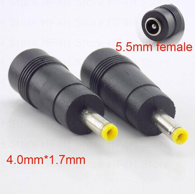 5 Stück DC-Adapter-Set Schwarz: 5,5 mm x 2,1 mm Buchse auf 4,0 mm x 1,7 mm Stecker für Laptop und Notebook - Bild 1