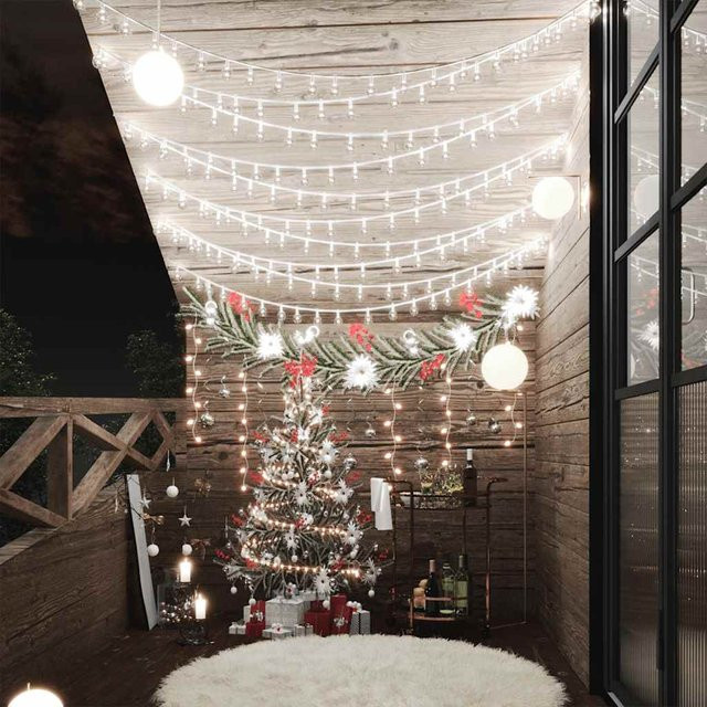 vidaXL LED Lichterkette mit Kugeln in Kaltweiß, 20 m Länge, 200 LEDs, für Weihnachten, Partys und Hochzeiten - Bild 2