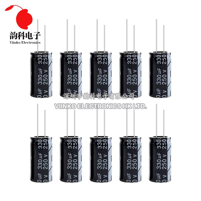 5 Stück Aluminium-Elektrolytkondensatoren 250 V in Schwarz (verschiedene Kapazitäten von 1 UF bis 330 UF) - Bild 3