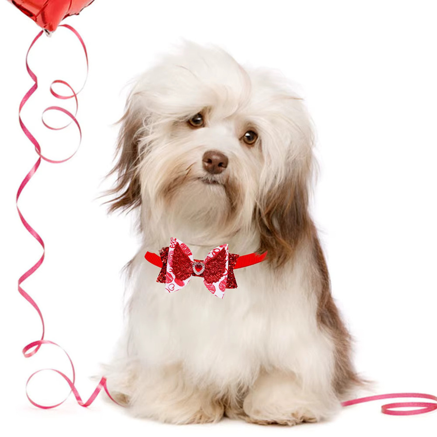 MRUQ PET Haustier Halsband, Bowtie, Diamant Herz Druck, Rot - Bild 4