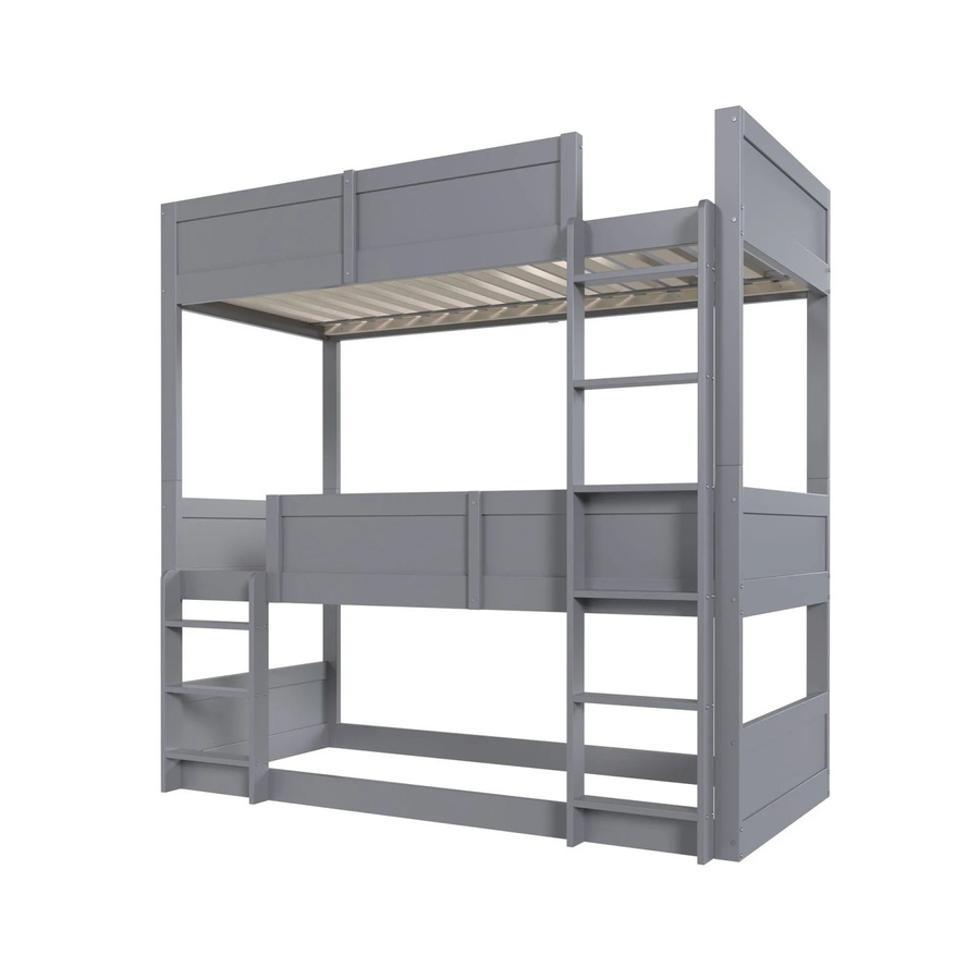 Merax Hochbett für Kinder aus Massivholz und MDF in Grau und Weiß, B/T/H: 90 x 200 x 191 cm - Bild 2