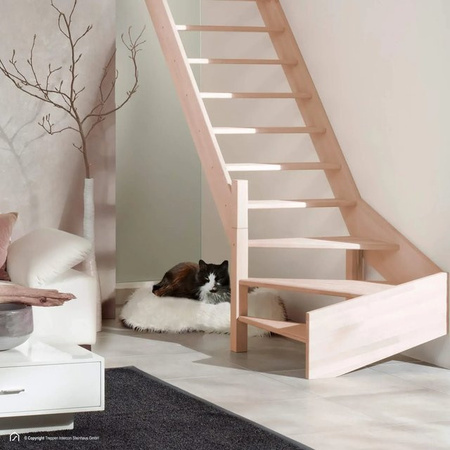 Treppen Intercon Casablanca Holztreppe aus Buche Massiv, Linksgewendelt, Naturbelassen, Breite: 80 cm