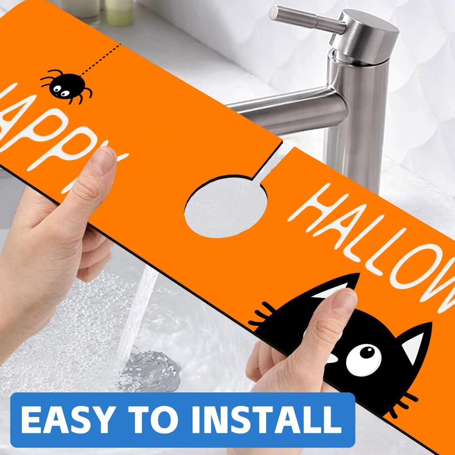 VIKAMA Küchenspüle Spritzschutz Matte mit schwarzer Halloween Katze, saugfähig und schnell trocknend - Bild 4