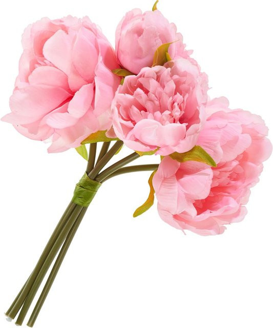 Künstlicher Pfingstrosen-Bund mit 5 Blüten in Pink - Bild 1