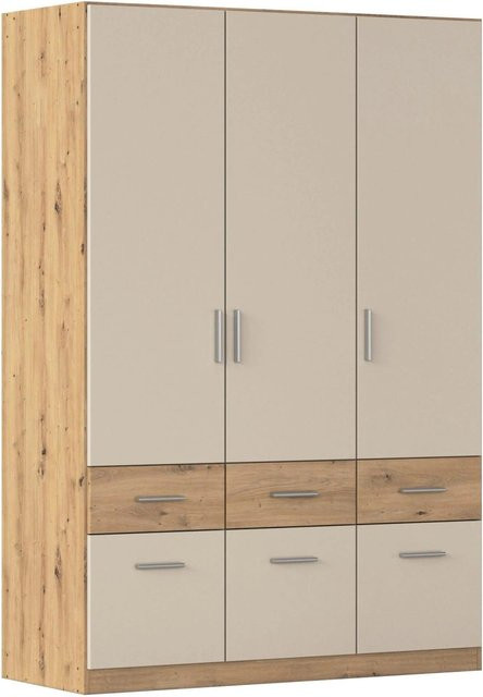 Mömax Drehtürenschrank Celle-Super in Champagner und Eiche Artisan mit integrierten Schubladen, B/T/H: 136 x 54 x 197 cm - Bild 1