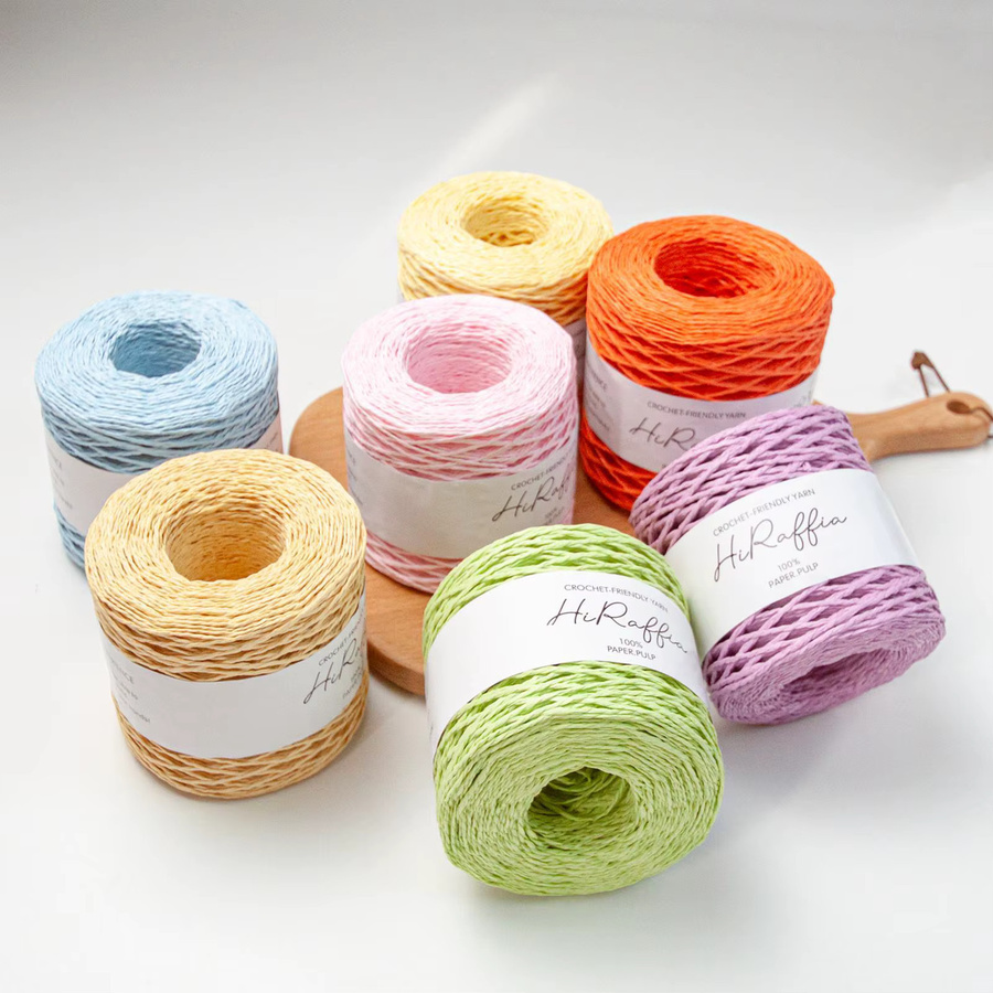 Raffia-Garn aus Papier zum Handstricken und Häkeln, Naturfarbe, 150m - Bild 1